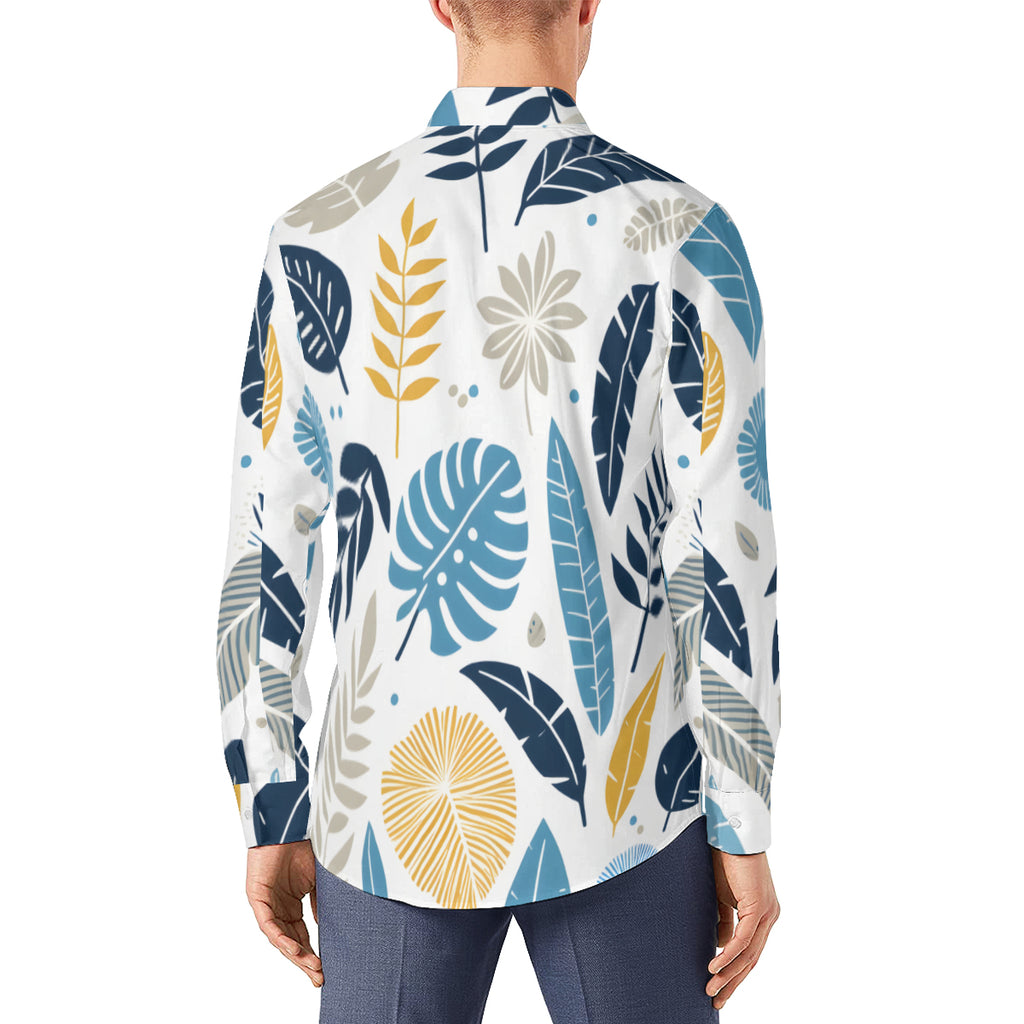 Tropical Leaf Long Sleeves Men's Shirt