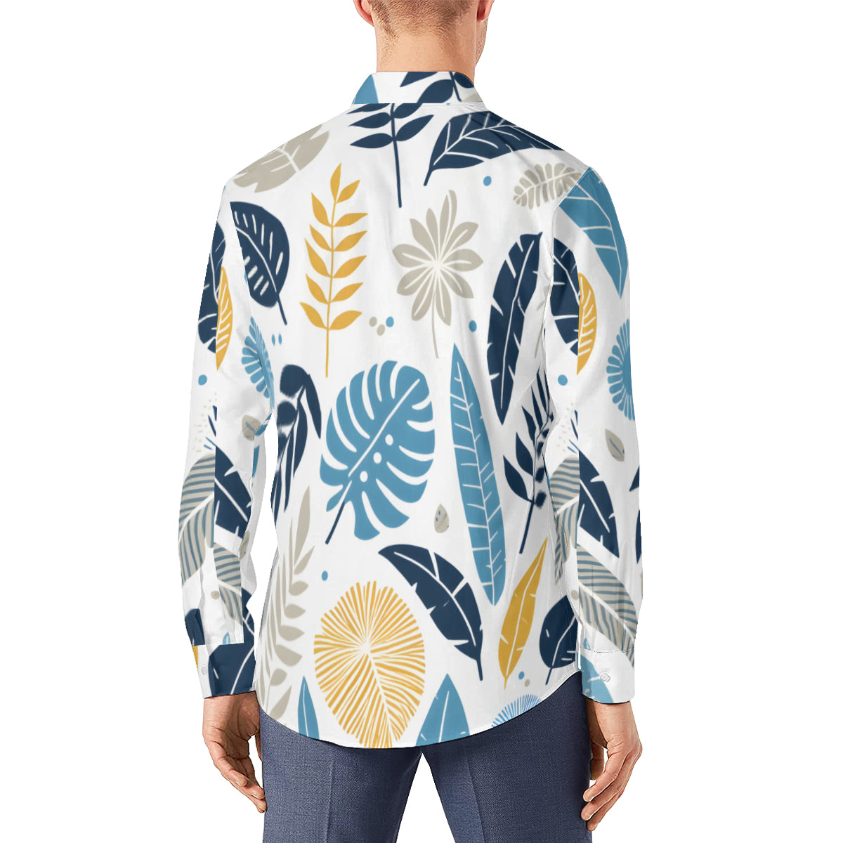 Tropical Leaf Long Sleeves Men's Shirt