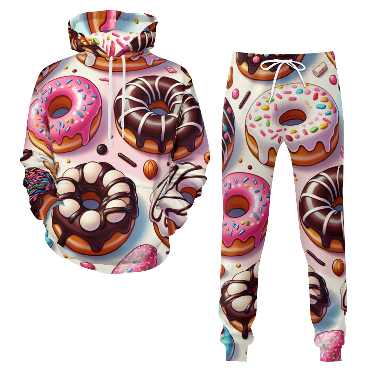 Donut Men's Adult Hoodie Set (Double-Layer Hood) | Health Fabric