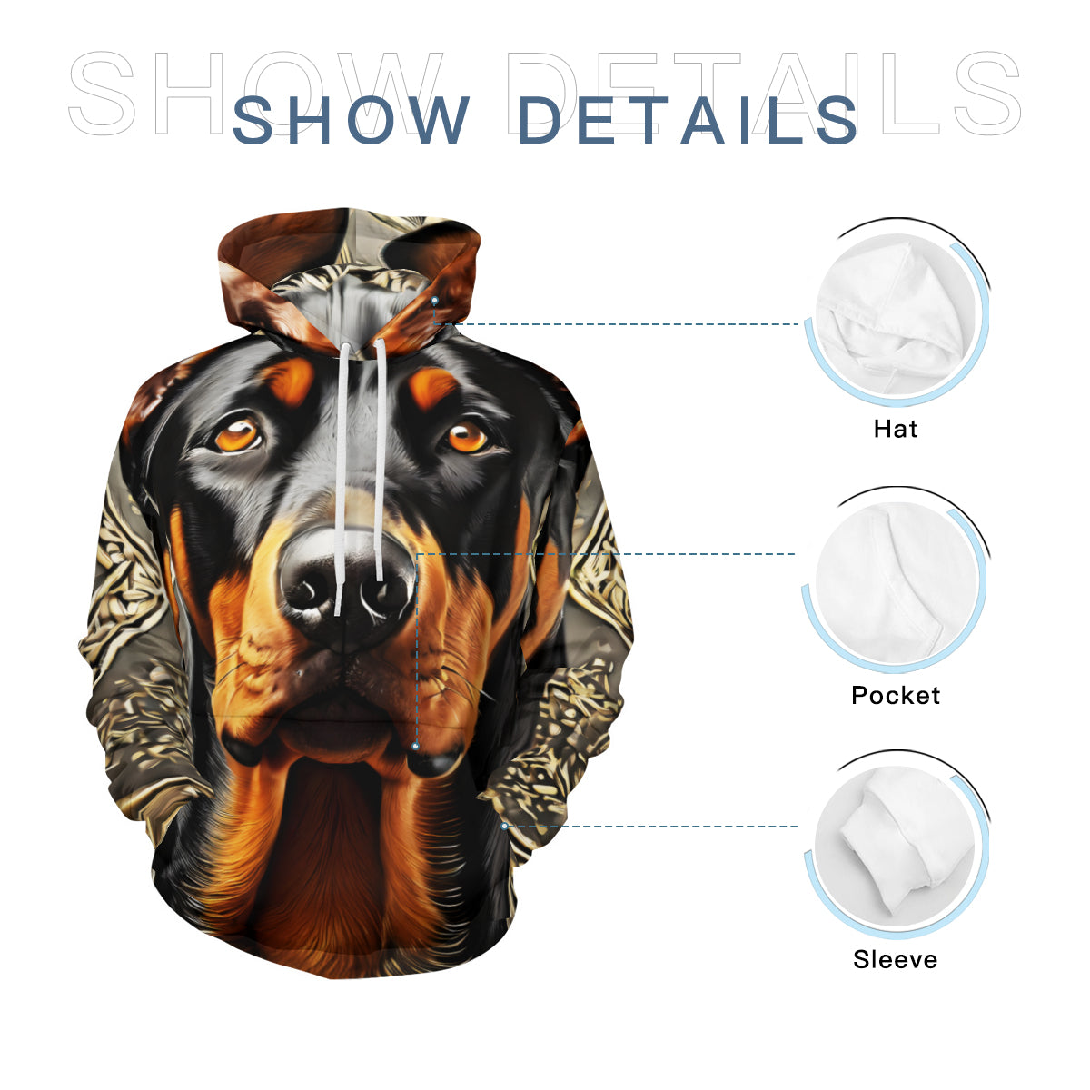 Doberman Men's Adult Hoodie Set (Double-Layer Hood) | Health Fabric