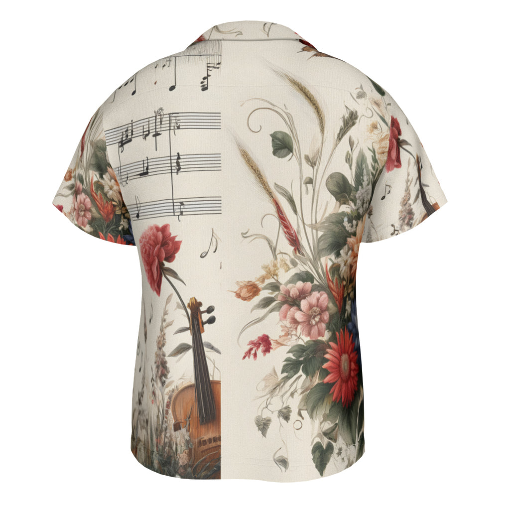 Musical Floral Short Sleeves Men's Shirt