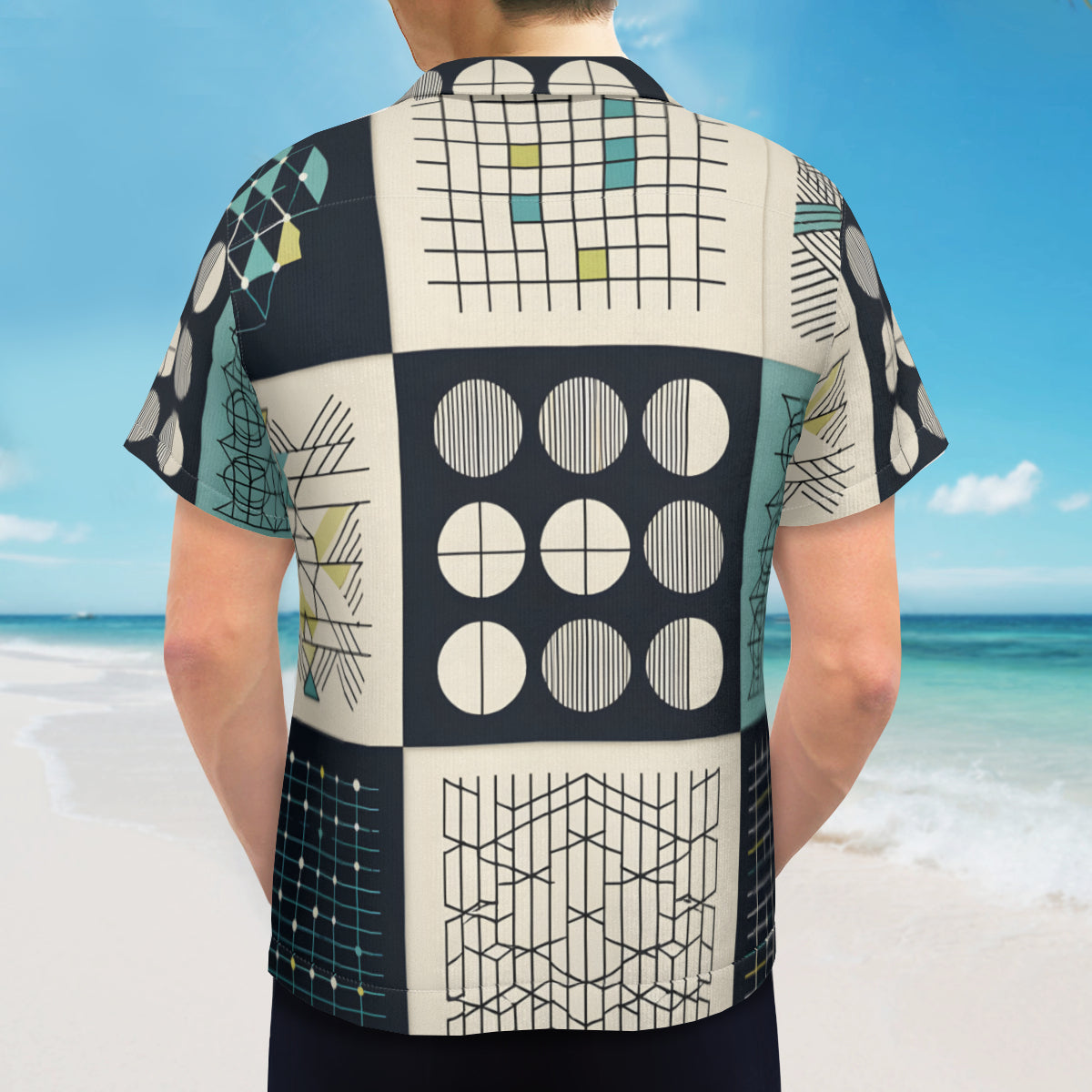 Minimalistic Geometric Short Sleeves Men's Shirt