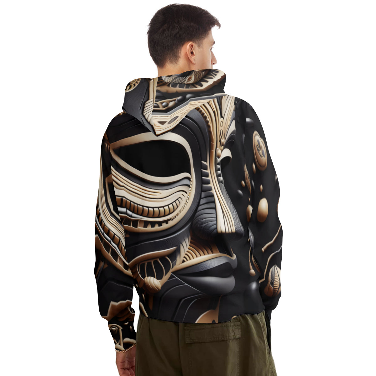 African Mask Men's Adult Hoodie Set (Double-Layer Hood) | Health Fabric