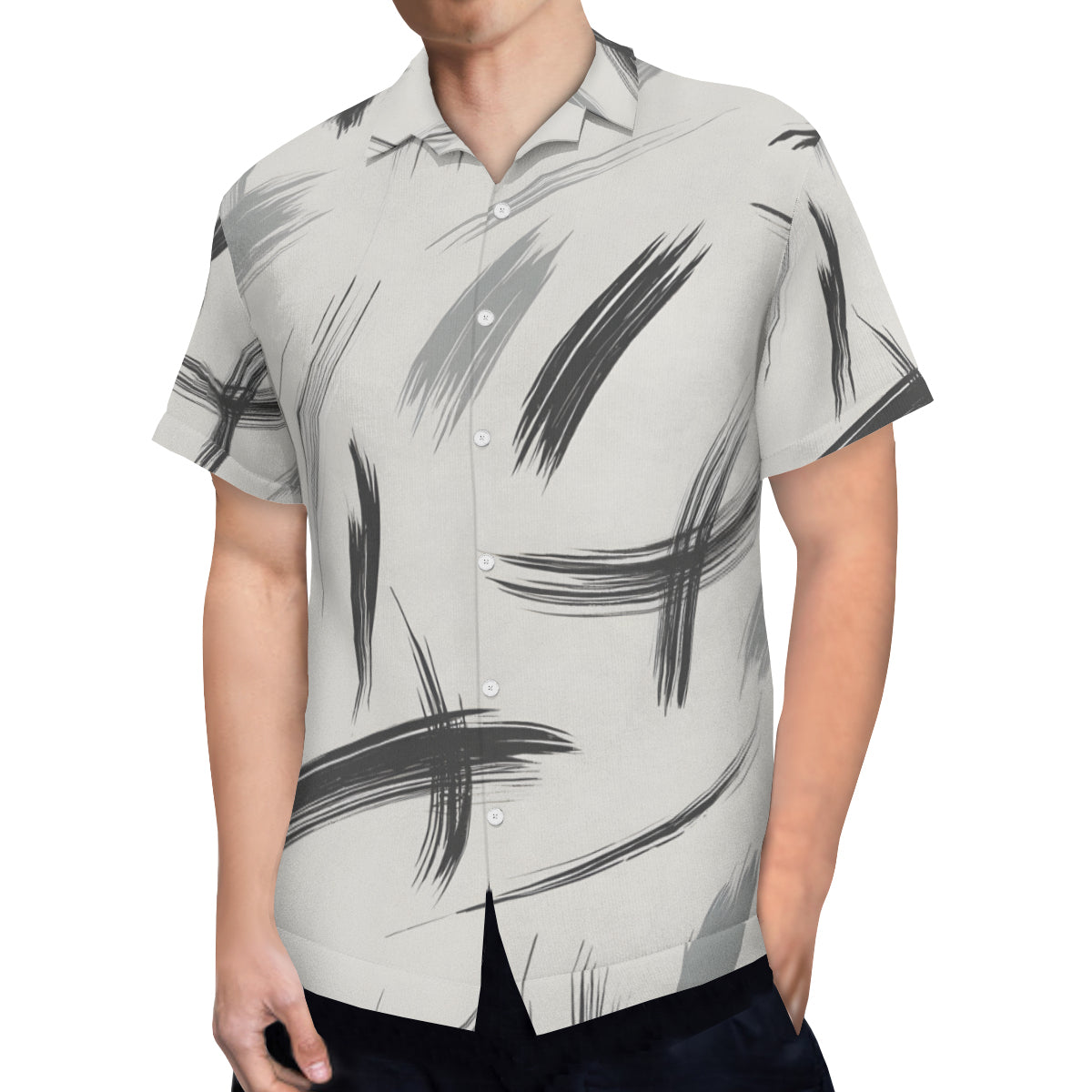 Minimalistic Paint Brush Short Sleeves Men's Shirt
