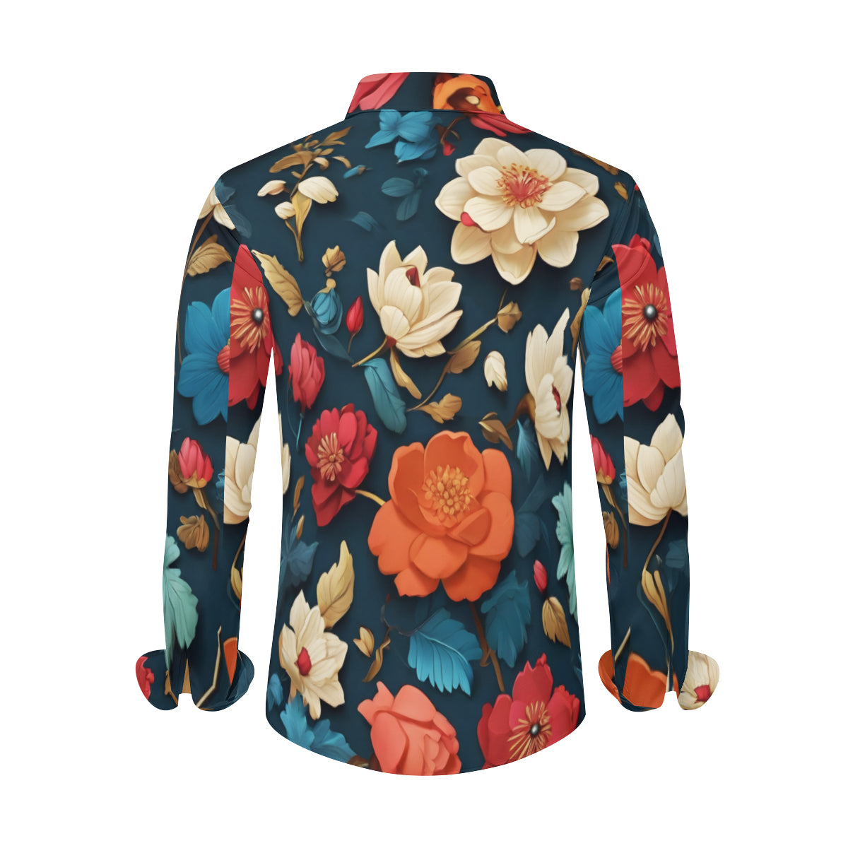 Floral Men's Classic Long-Sleeved Shirt | Polyester