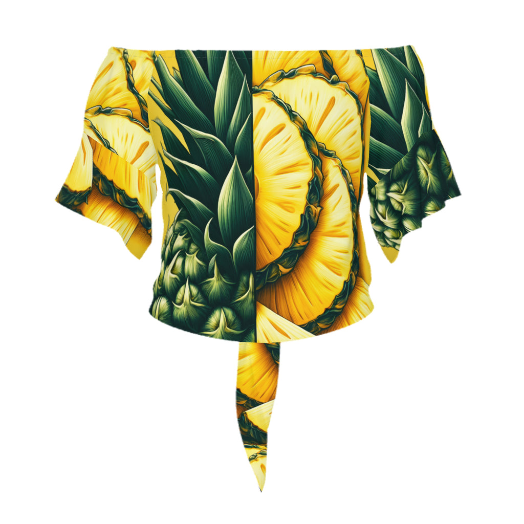 Pineapple Slices One-Shoulder Tie Short Sleeves