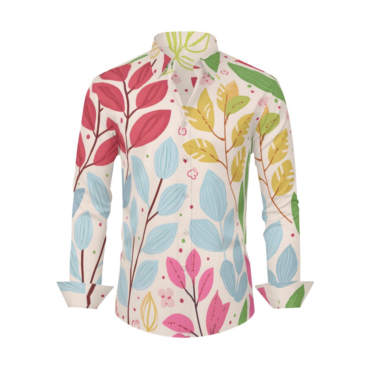Floral Men's Classic Long-Sleeved Shirt | Polyester