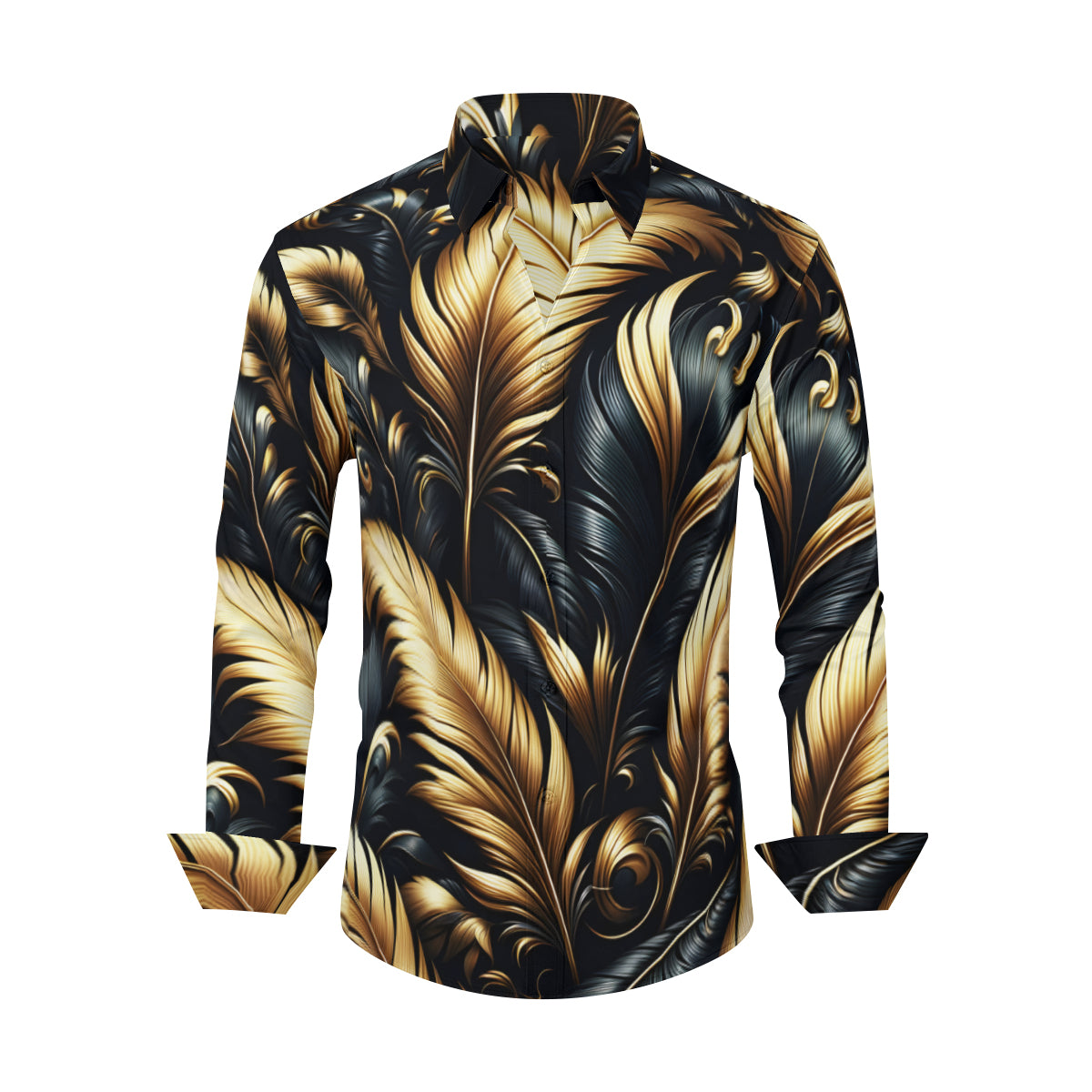 Golden Feathers Men's Classic Long-Sleeved Shirt | Polyester