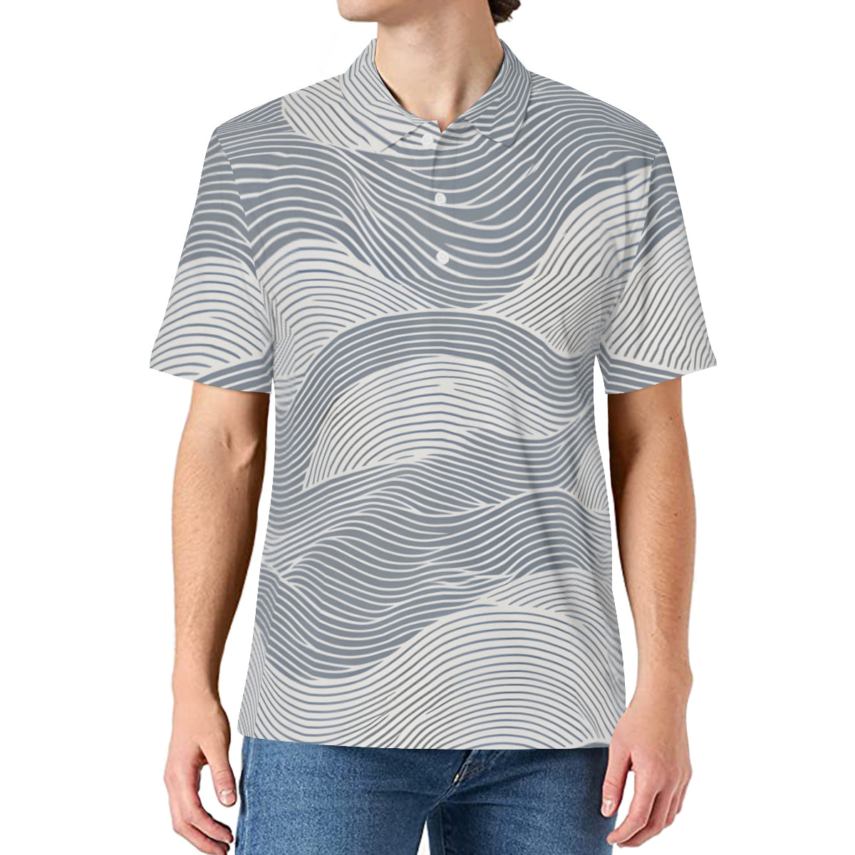 Minimalistic Geometric Men's Premium European Size POLO Shirt | 95% Polyester+5% Spandex