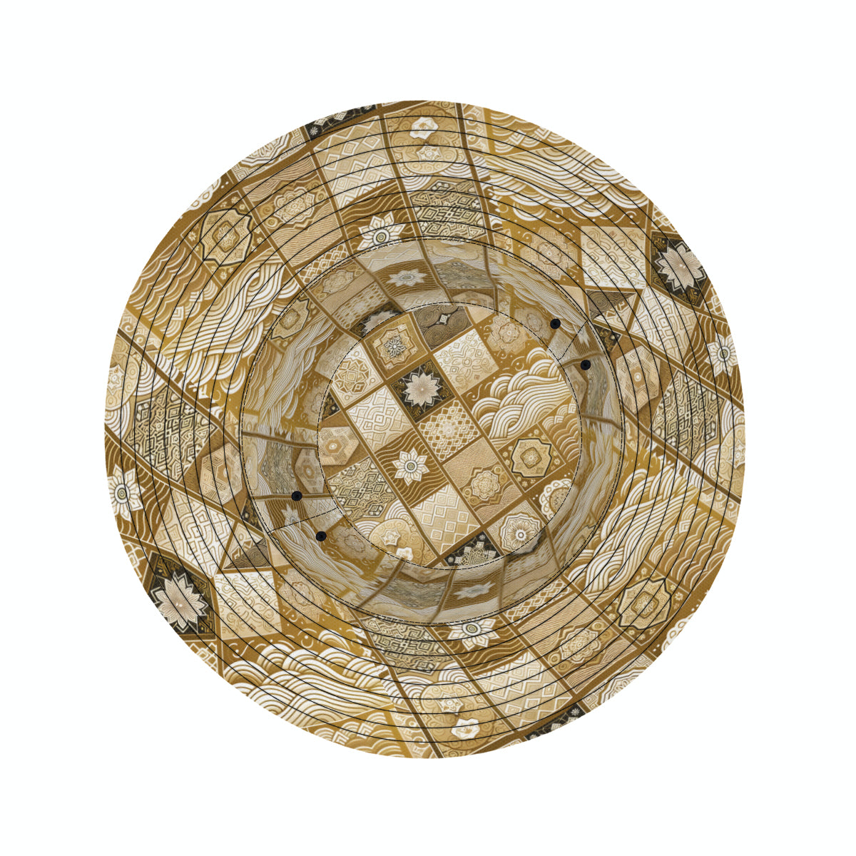 Golden Geometric Shapes Double-Sided Unisex Polyester Bucket Hat