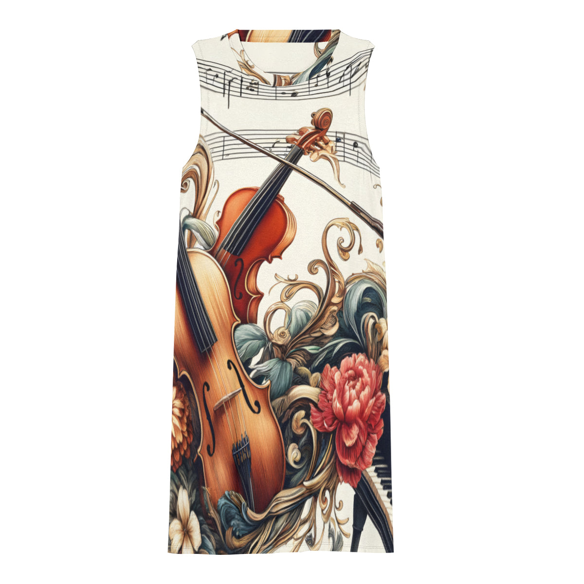 Music Floral Women's Casual Dress | Polyester