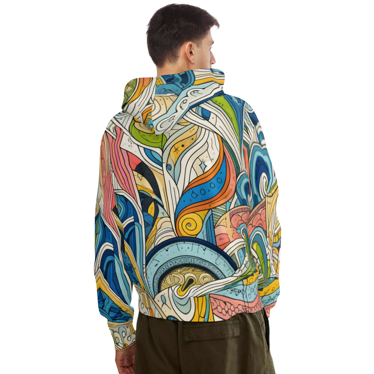 Abstract Floral Men's Adult Hoodie Set (Double-Layer Hood) | Health Fabric