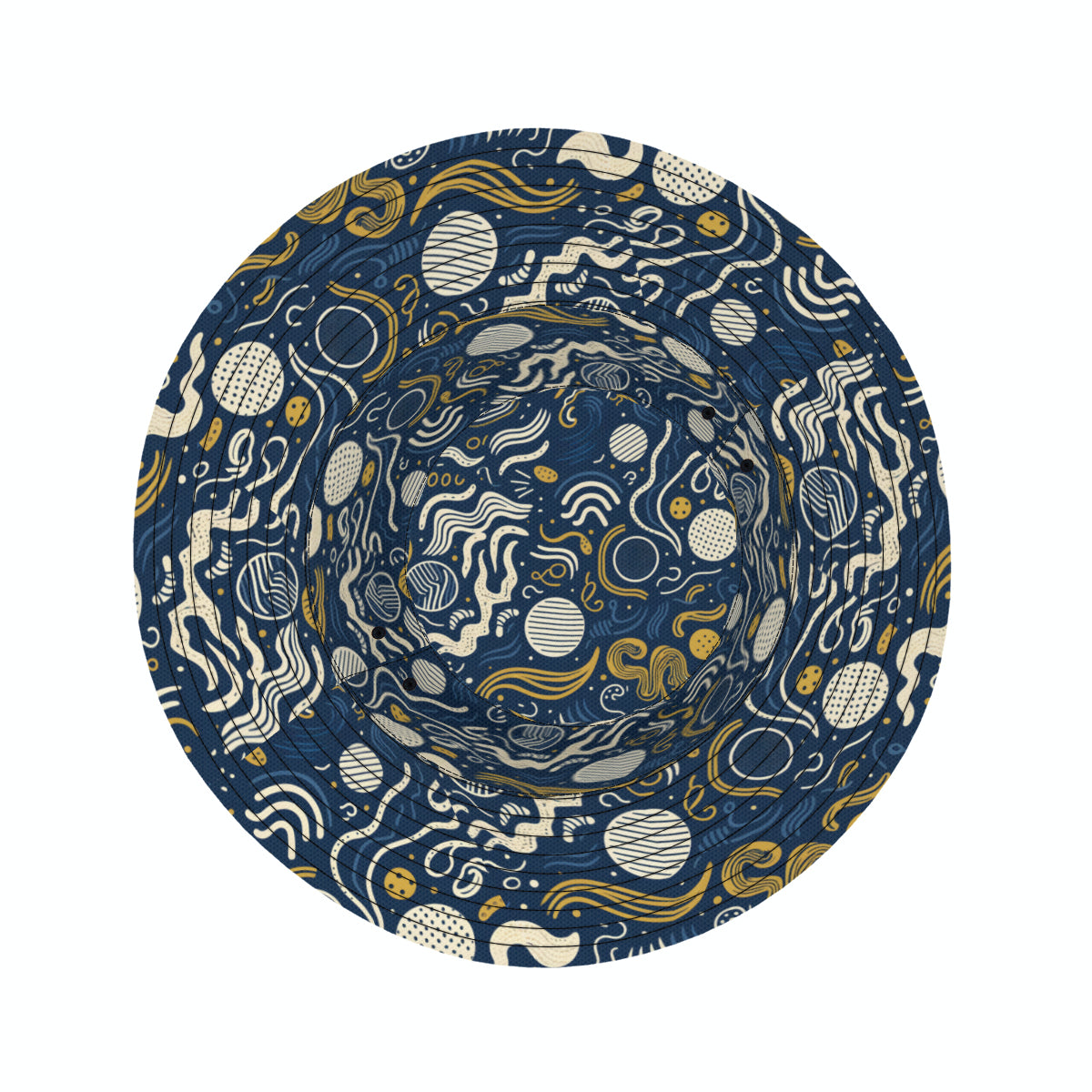 Dark Blue Geometric Shapes Double-Sided Unisex Polyester Bucket Hat