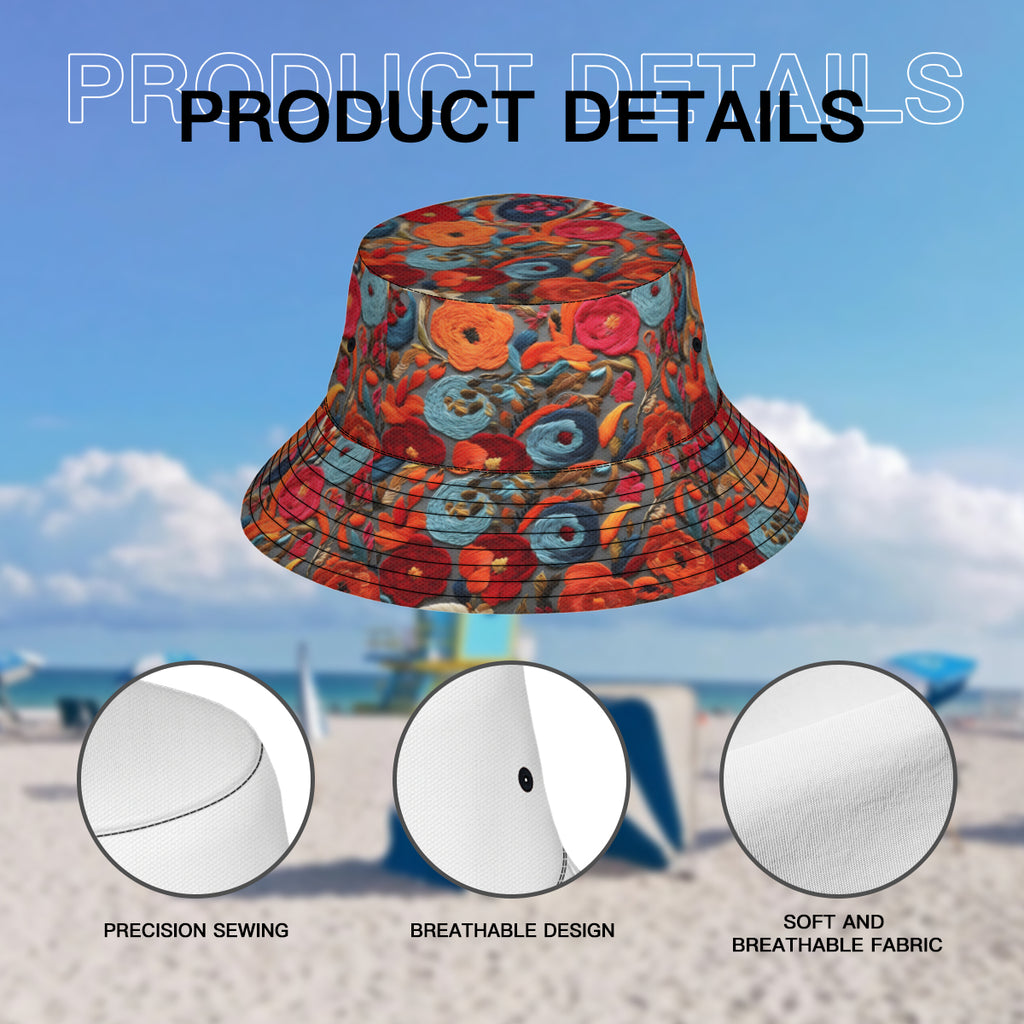 Abstract Thread Double-Sided Unisex Polyester Bucket Hat