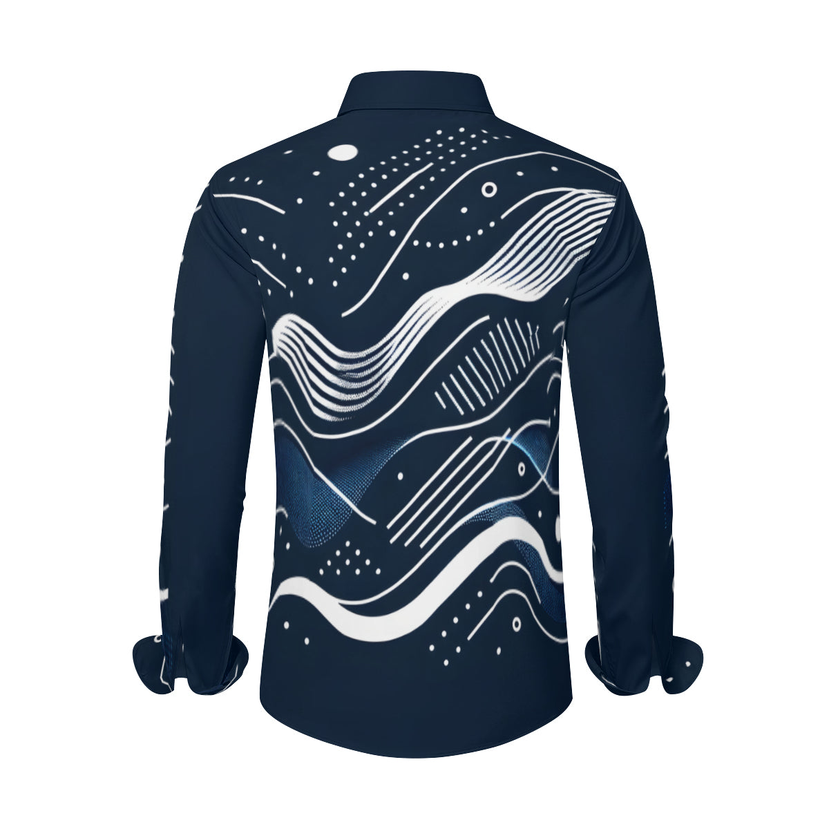 Abstract Blue Wave Long Sleeves Men's Shirt