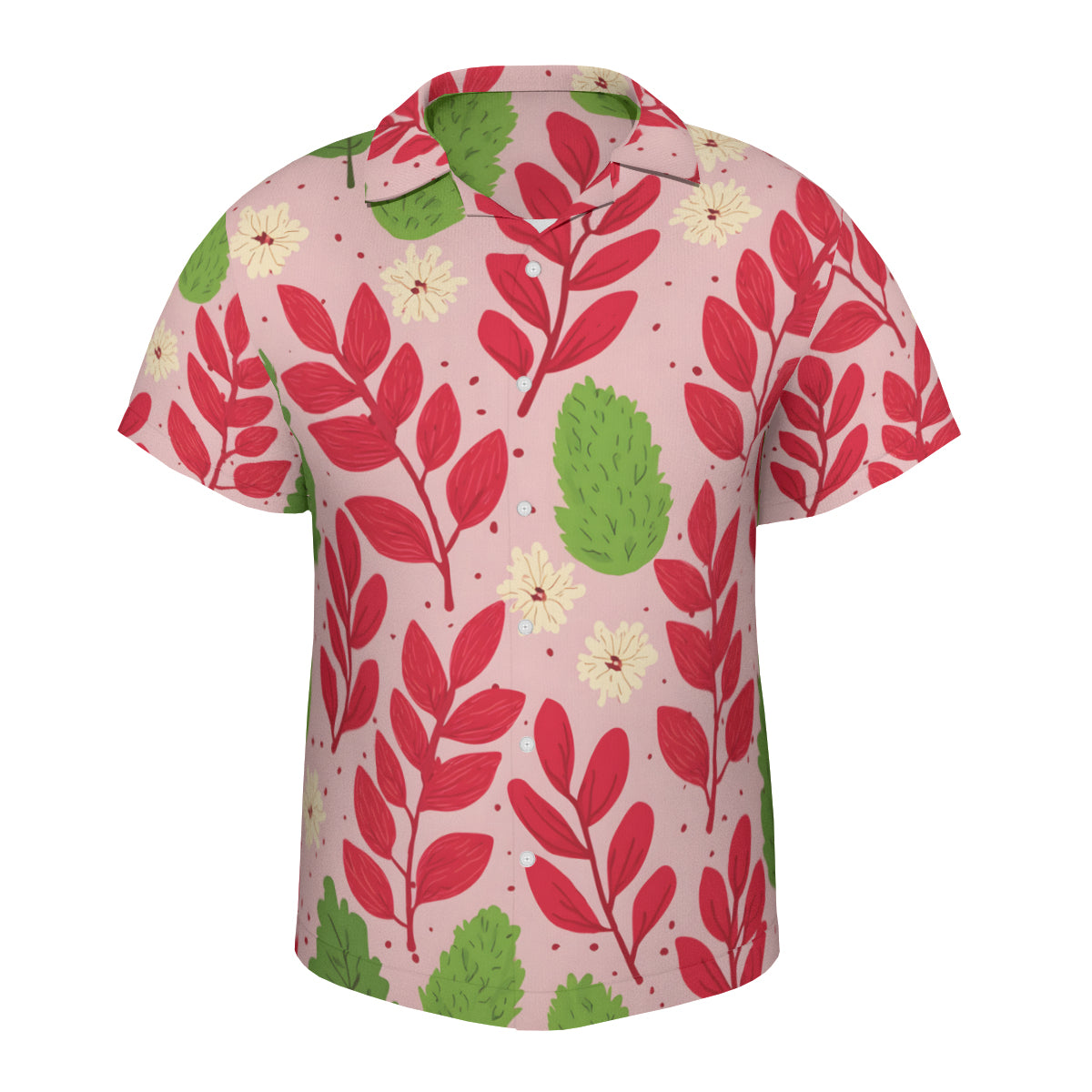 Pink Leaves Short Sleeves Men's Shirt