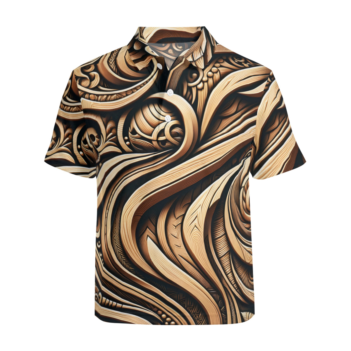Abstract Carving Design  Men's Premium European Size POLO Shirt | 95% Polyester+5% Spandex