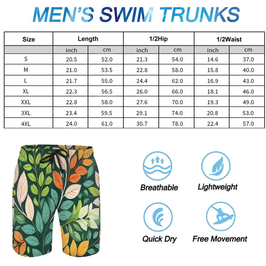 Plant Leaves Men's Beach Shorts (Not Mesh Lined) | Polyester