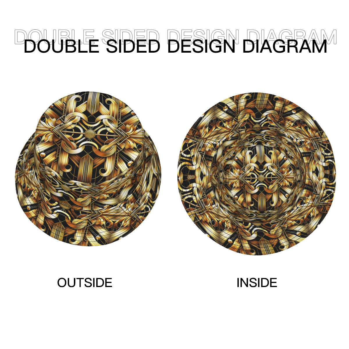 Golden Pineapple Double-Sided Unisex Polyester Bucket Hat