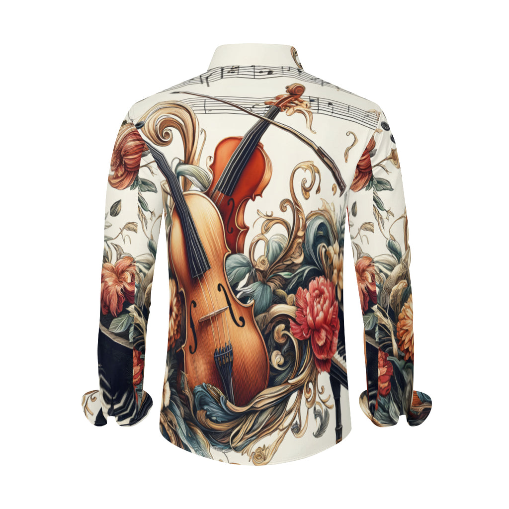 Musical Floral Long Sleeves Men's Shirt