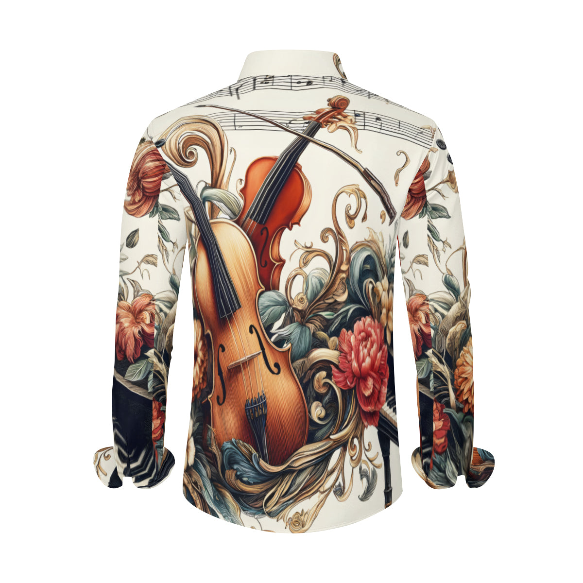 Musical Floral Long Sleeves Men's Shirt