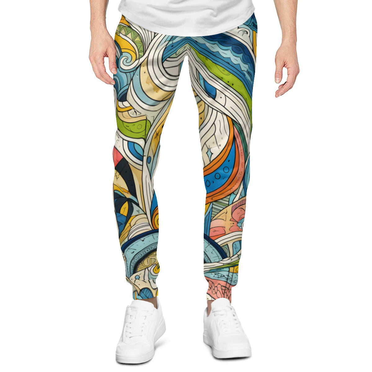 Abstract Floral Men's Adult Hoodie Set (Double-Layer Hood) | Health Fabric