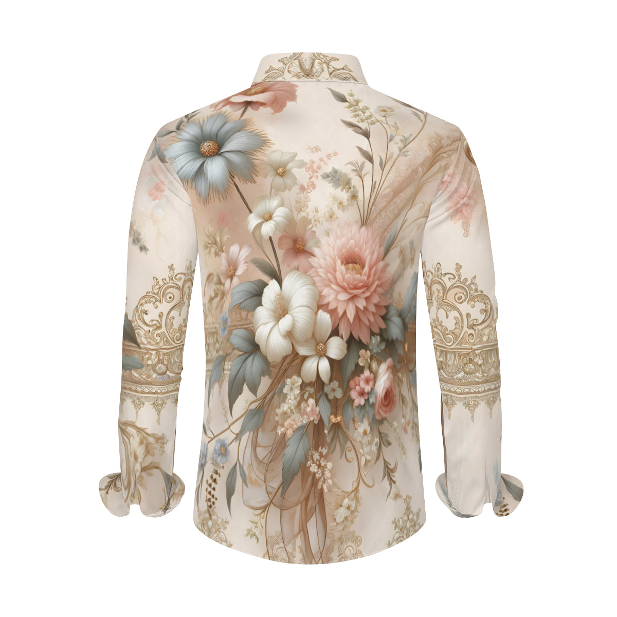 Floral Elegance Men's Classic Long-Sleeved Shirt | Polyester