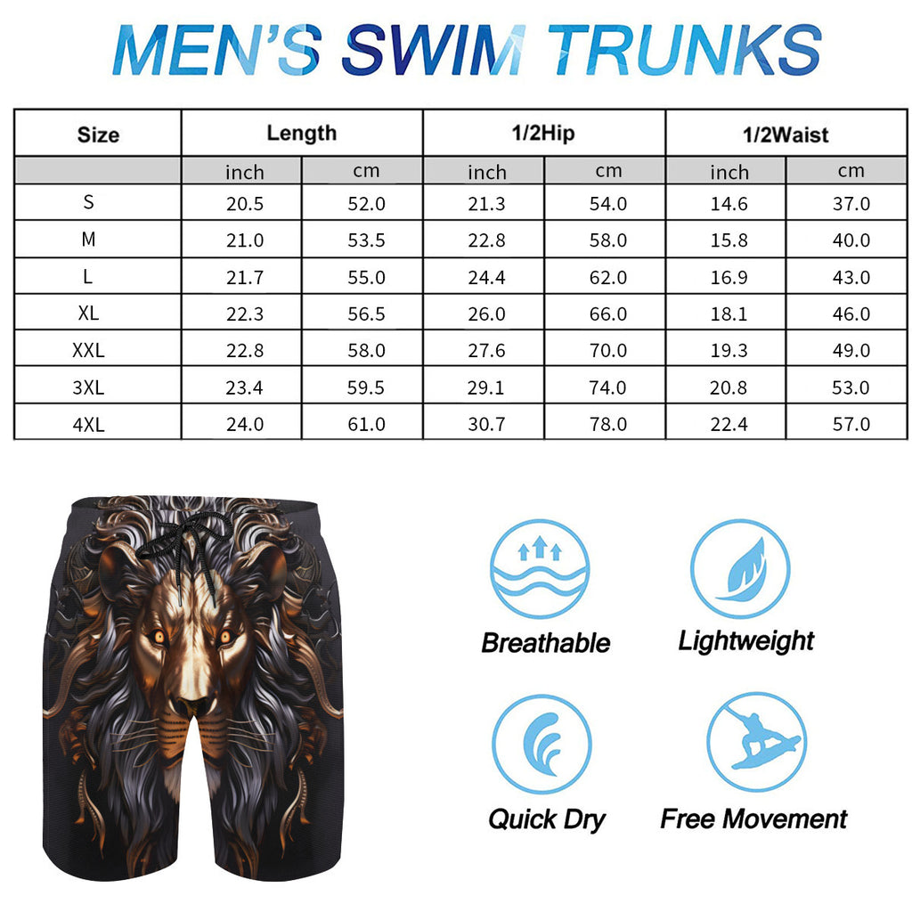 Lion Men's Beach Shorts (Not Mesh Lined) | Polyester