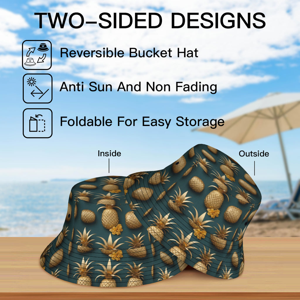 Pineapple Double-Sided Unisex Polyester Bucket Hat