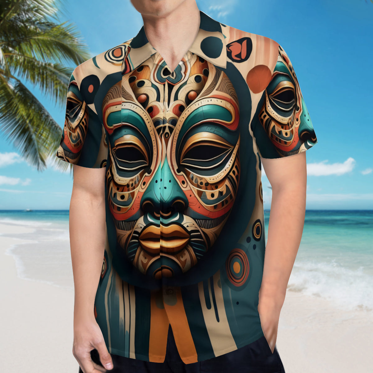 African Mask Short Sleeves Men's Shirt