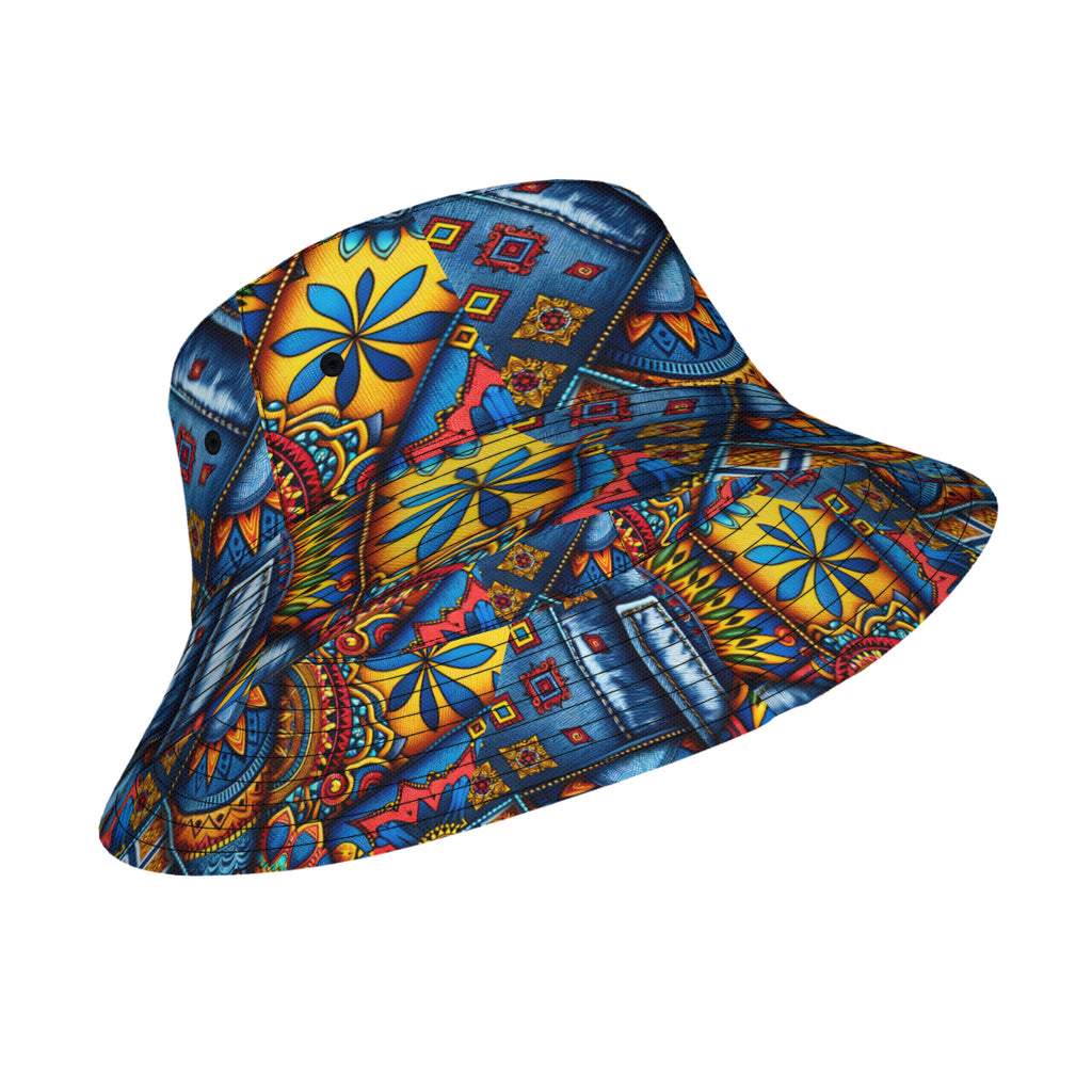 Denim And Dashiki Double-Sided Unisex Polyester Bucket Hat