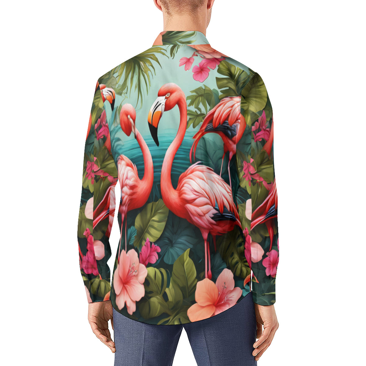 Flamingo Men's Classic Long-Sleeved Shirt | Polyester