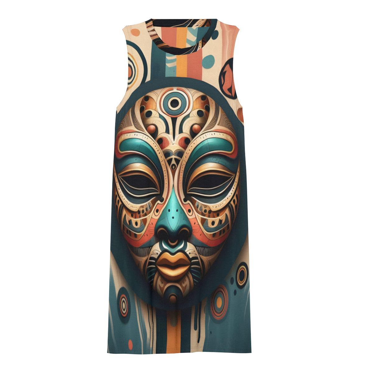 African Mask  Women's Casual Dress | Polyester