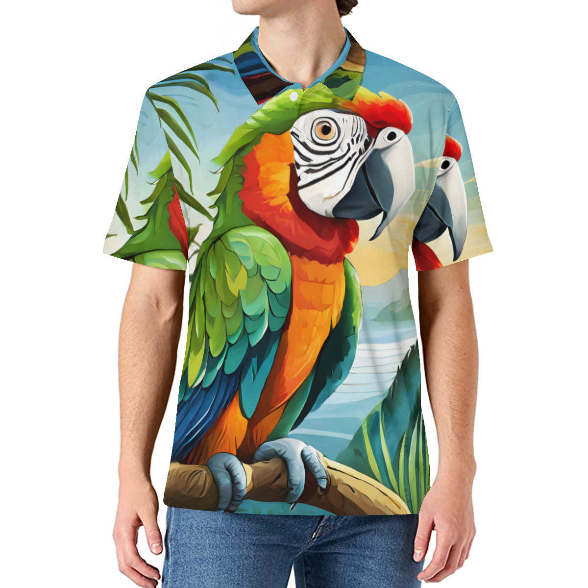 Parrot Men's Premium European Size POLO Shirt | 95% Polyester+5% Spandex