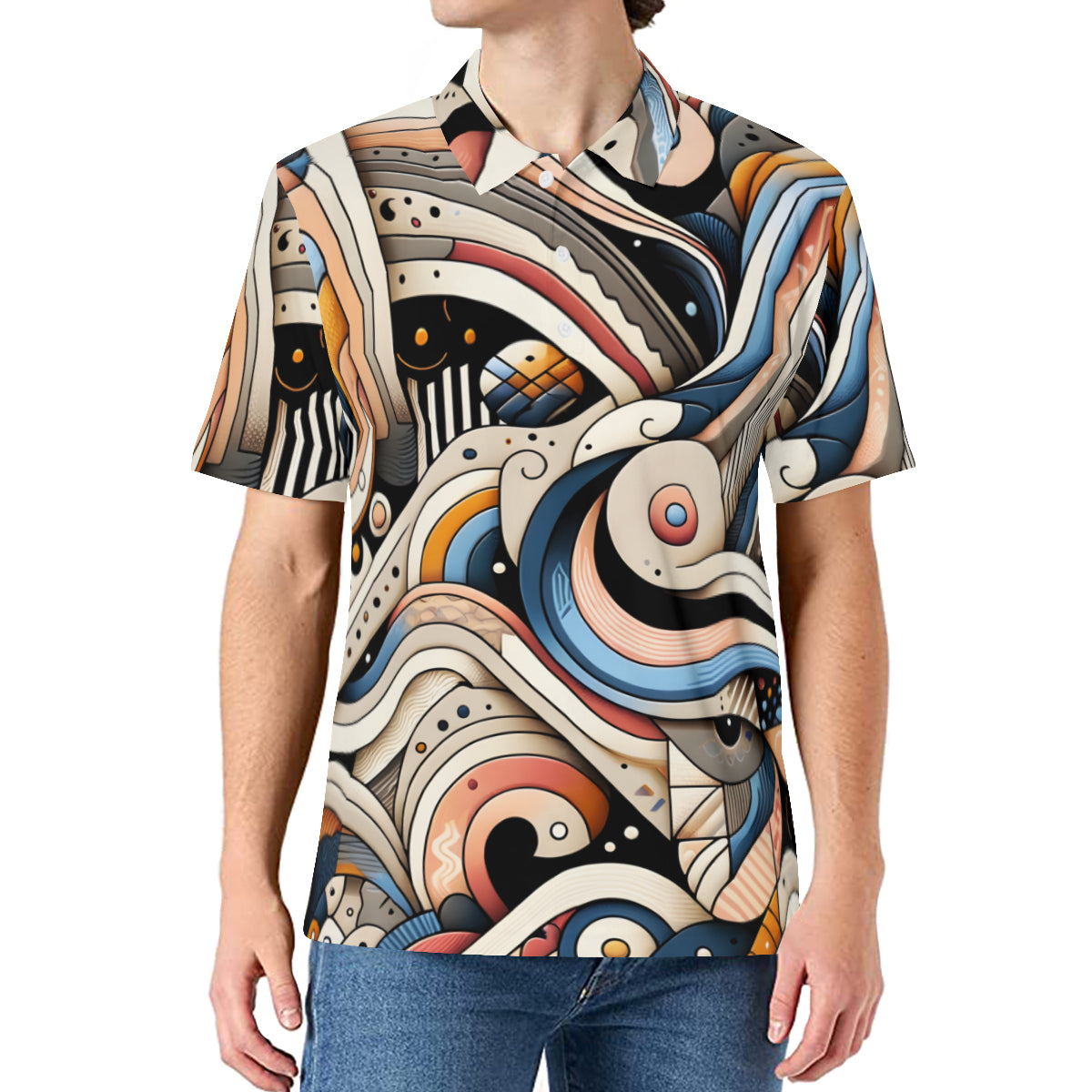 Abstract Men's Premium European Size POLO Shirt | 95% Polyester+5% Spandex