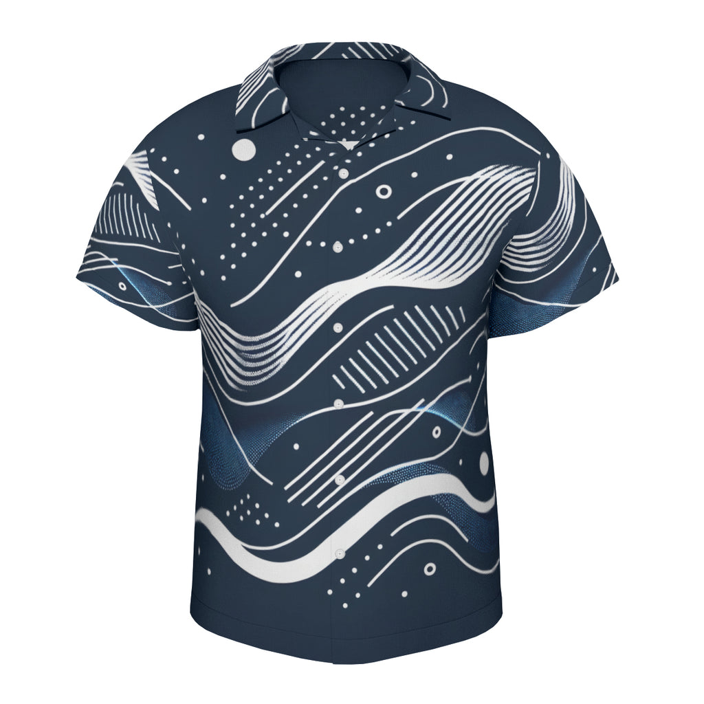 Abstract Blue Wave Short Sleeves Men's Shirt