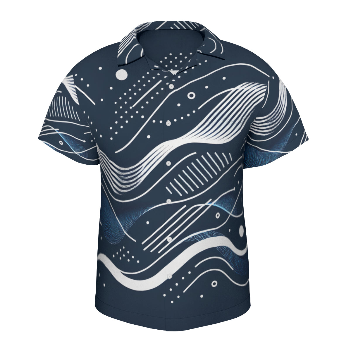 Abstract Blue Wave Short Sleeves Men's Shirt