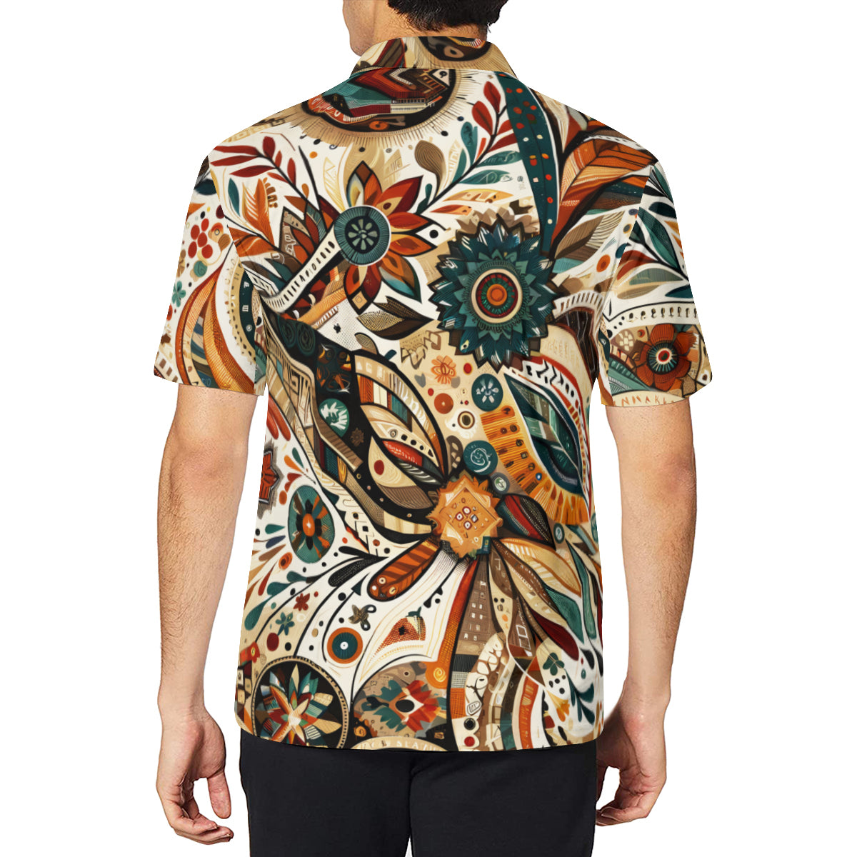 Abstract Brown Men's Premium European Size POLO Shirt | 95% Polyester+5% Spandex