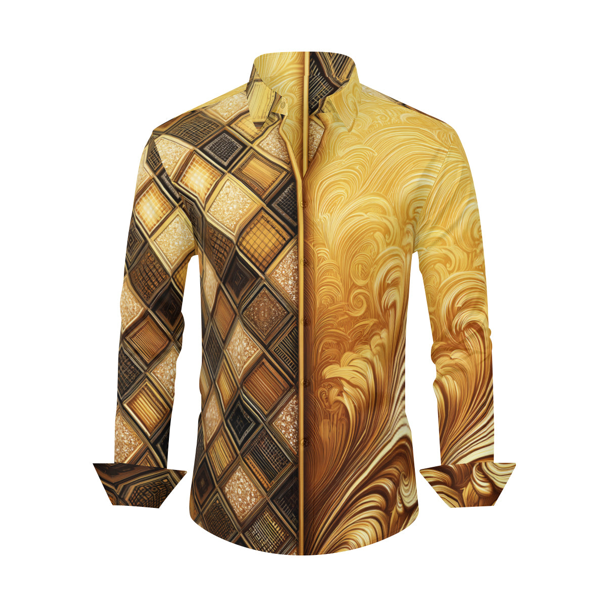 Golden Pattern Long Sleeves Men's Shirt