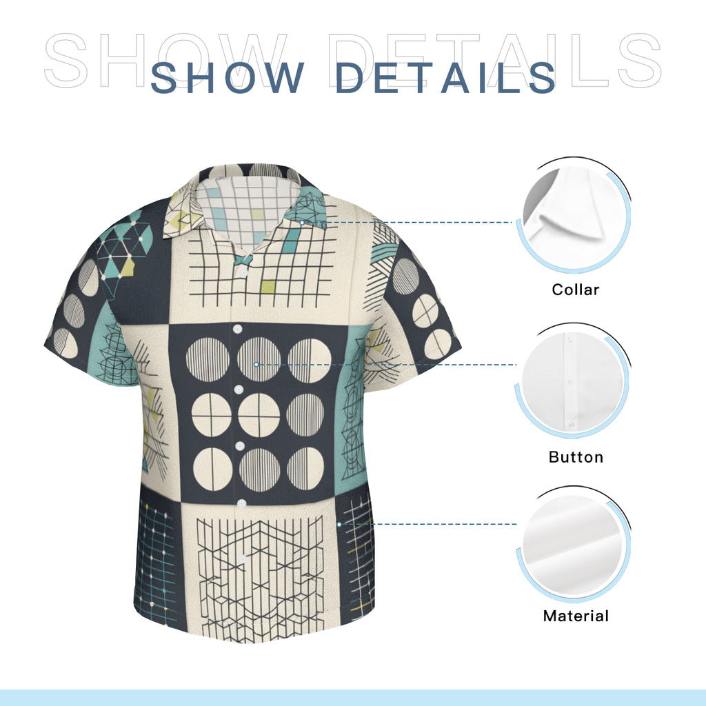 Minimalistic Geometric Short Sleeves Men's Shirt