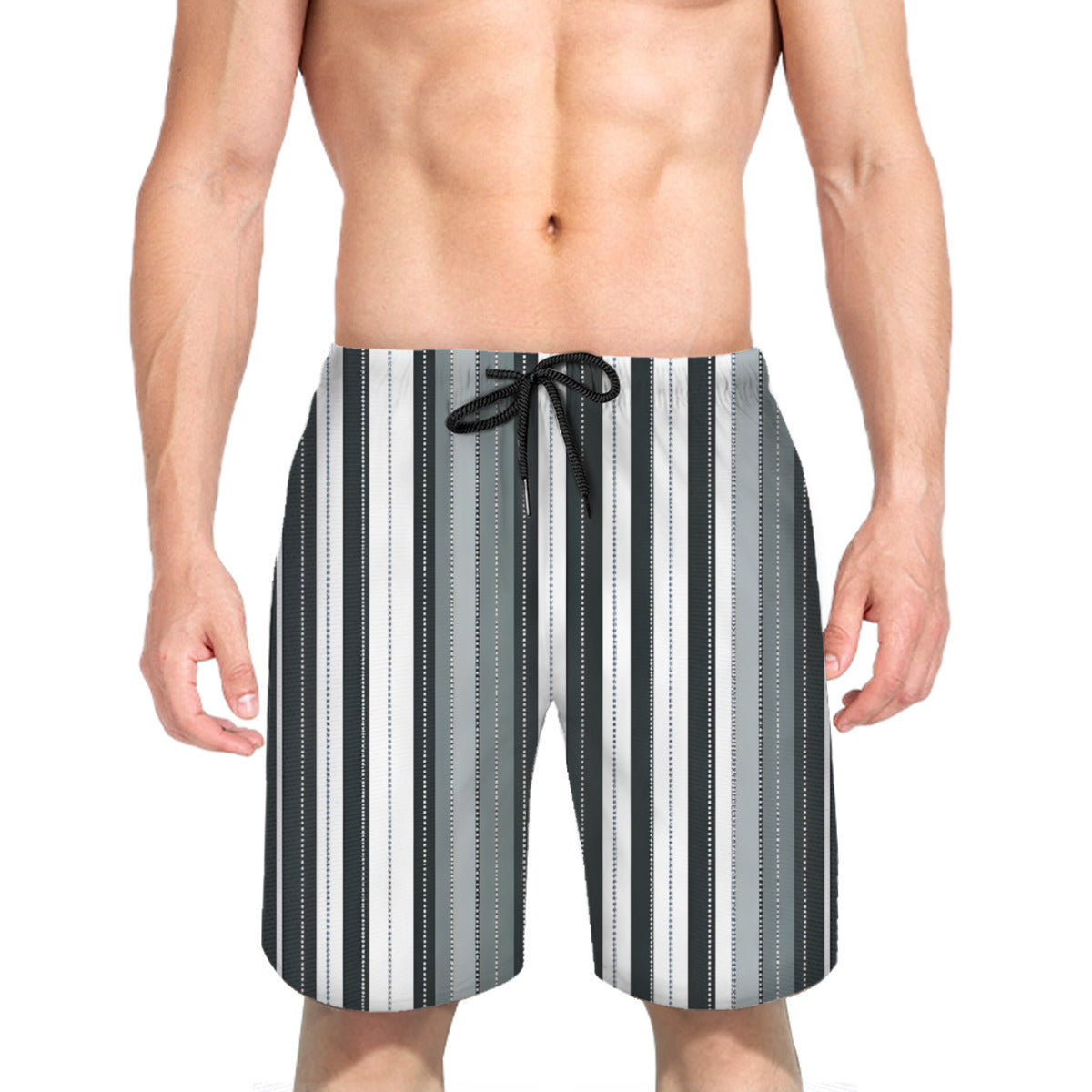 Minimal Stripes Men's Beach Shorts (Not Mesh Lined) | Polyester