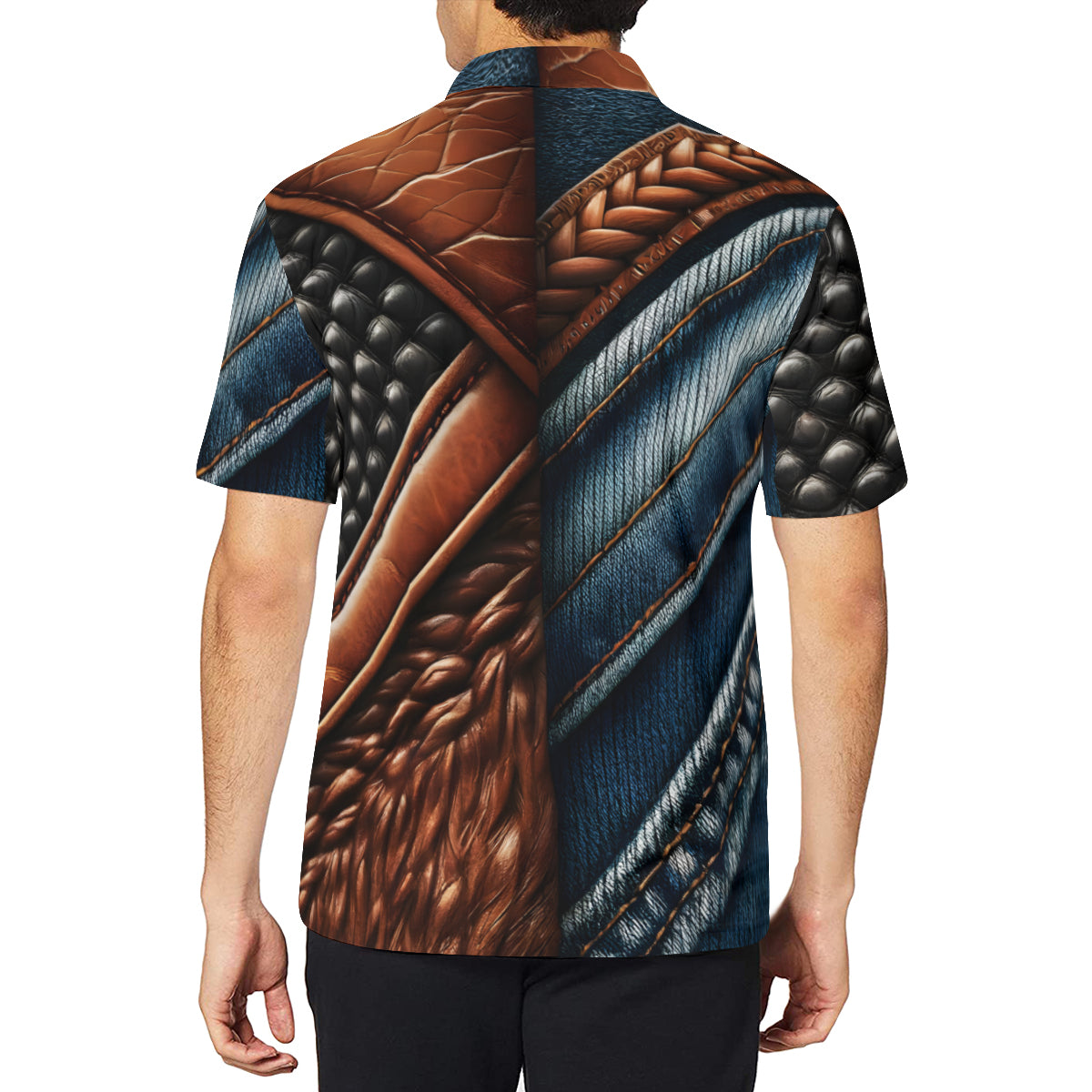 Denim And Leather Men's Premium European Size POLO Shirt | 95% Polyester+5% Spandex
