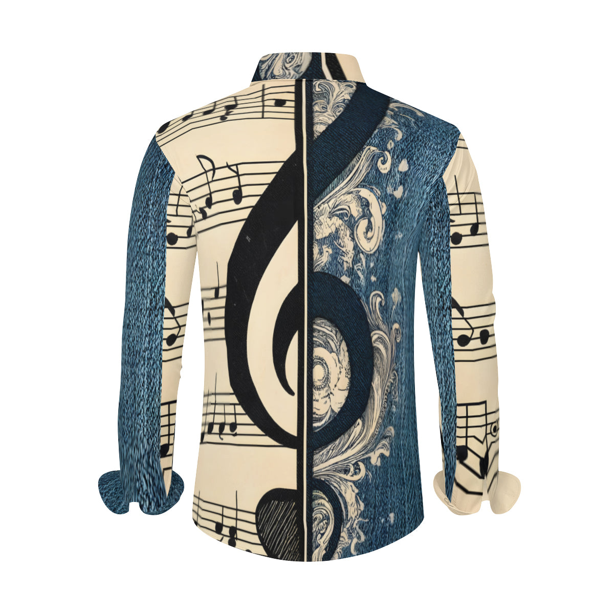 Musical Denim Design Long Sleeves Men's Shirt