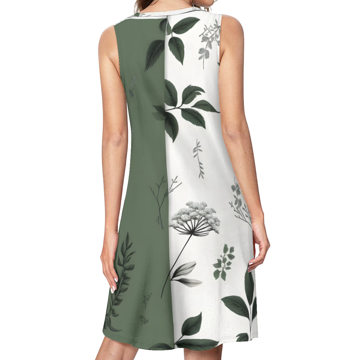 Green Floral Women's Casual Dress | Polyester