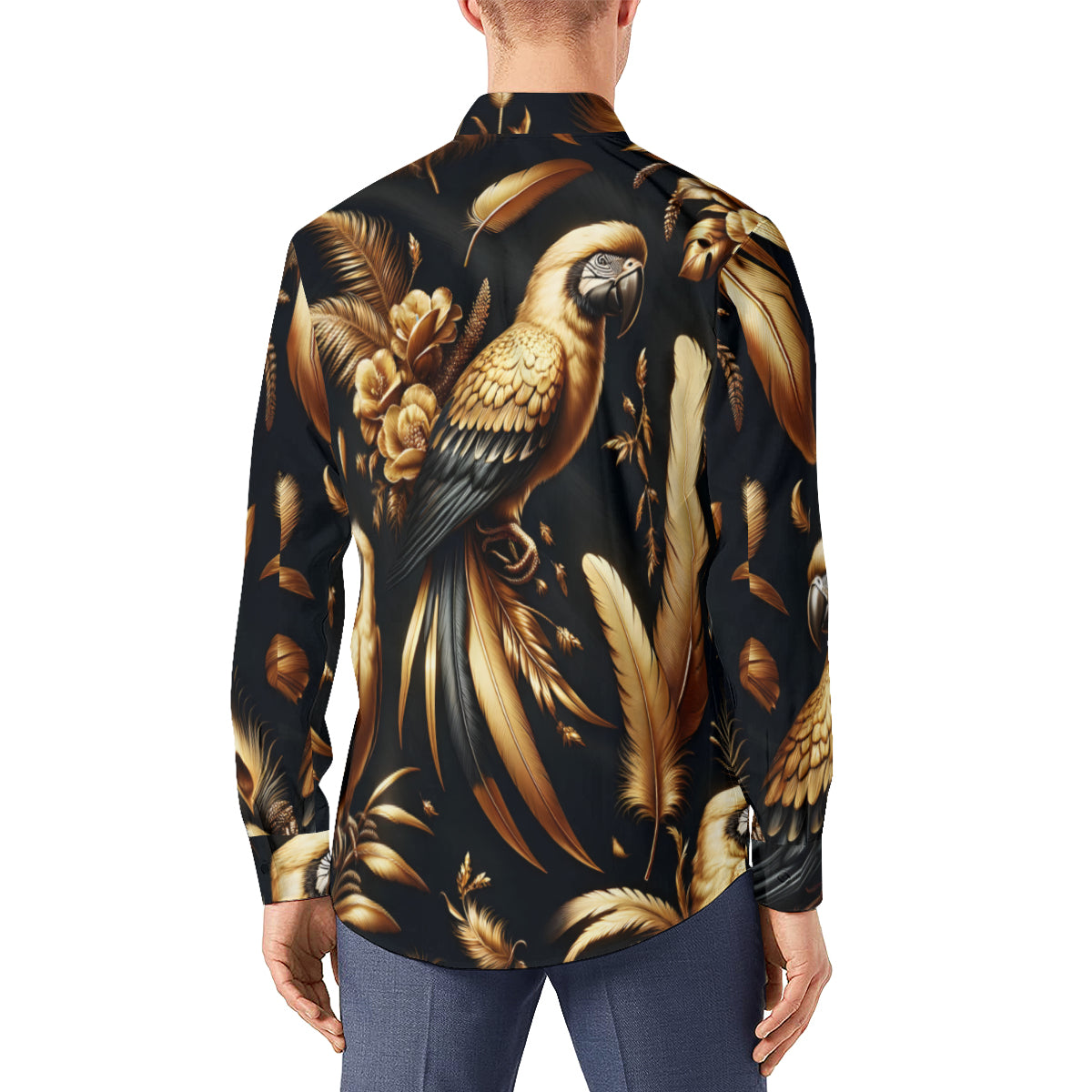 Golden Feathers Men's Classic Long-Sleeved Shirt | Polyester