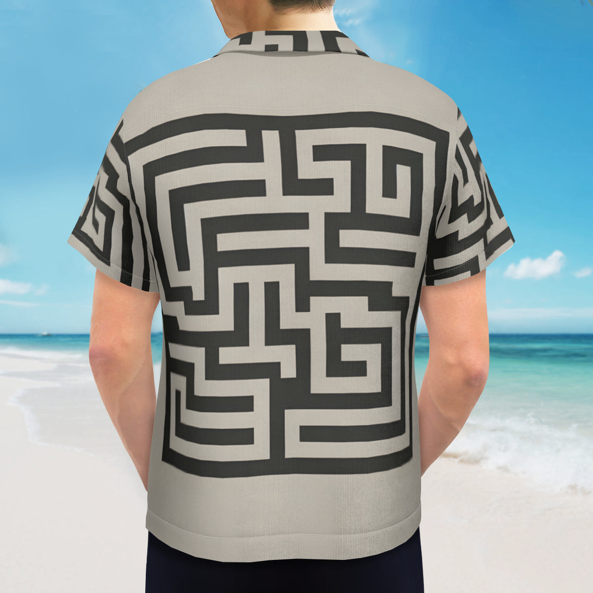 Minimalistic Geometric Short Sleeves Men's Shirt