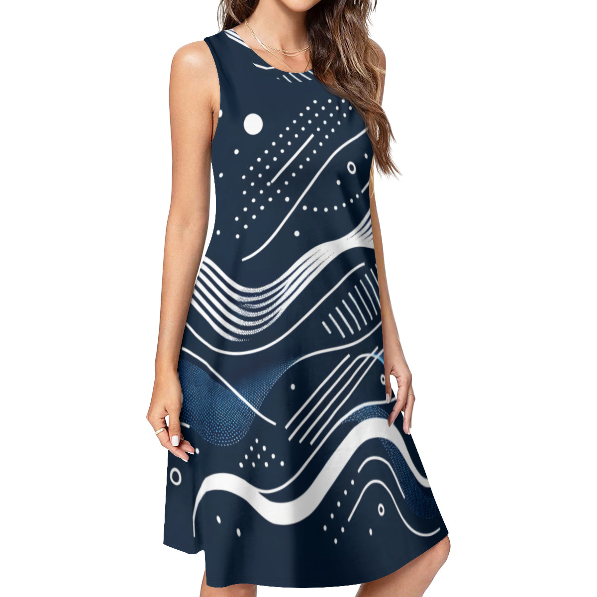 Elegant Blue Women's Casual Dress | Polyester