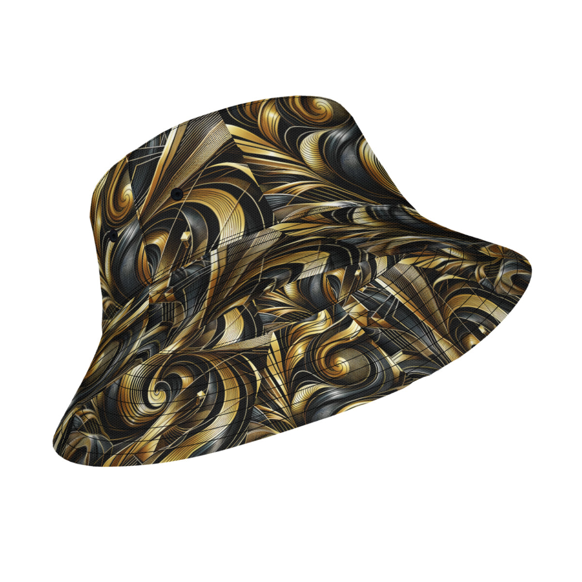 Abstract Gold Double-Sided Unisex Polyester Bucket Hat