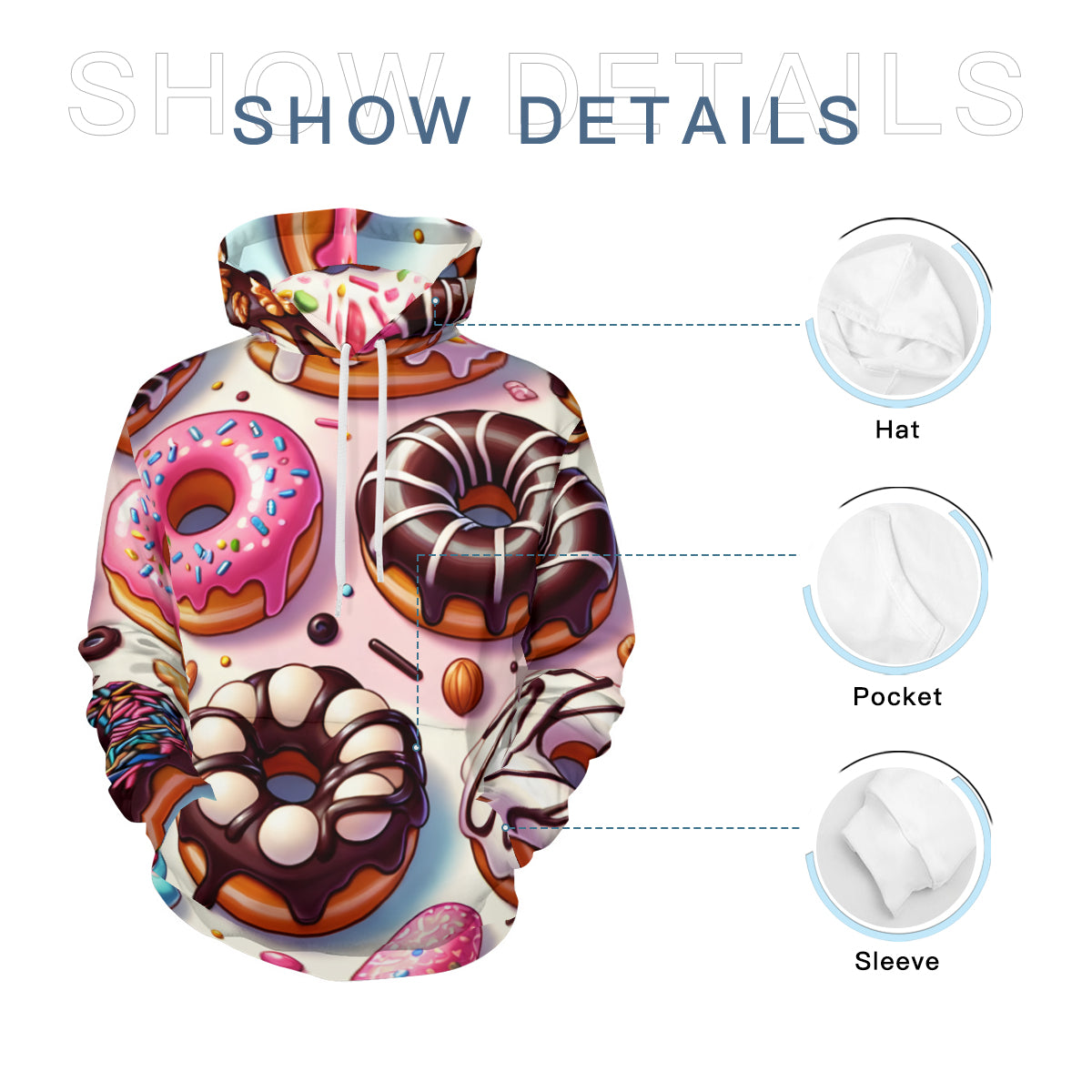 Donut Men's Adult Hoodie Set (Double-Layer Hood) | Health Fabric