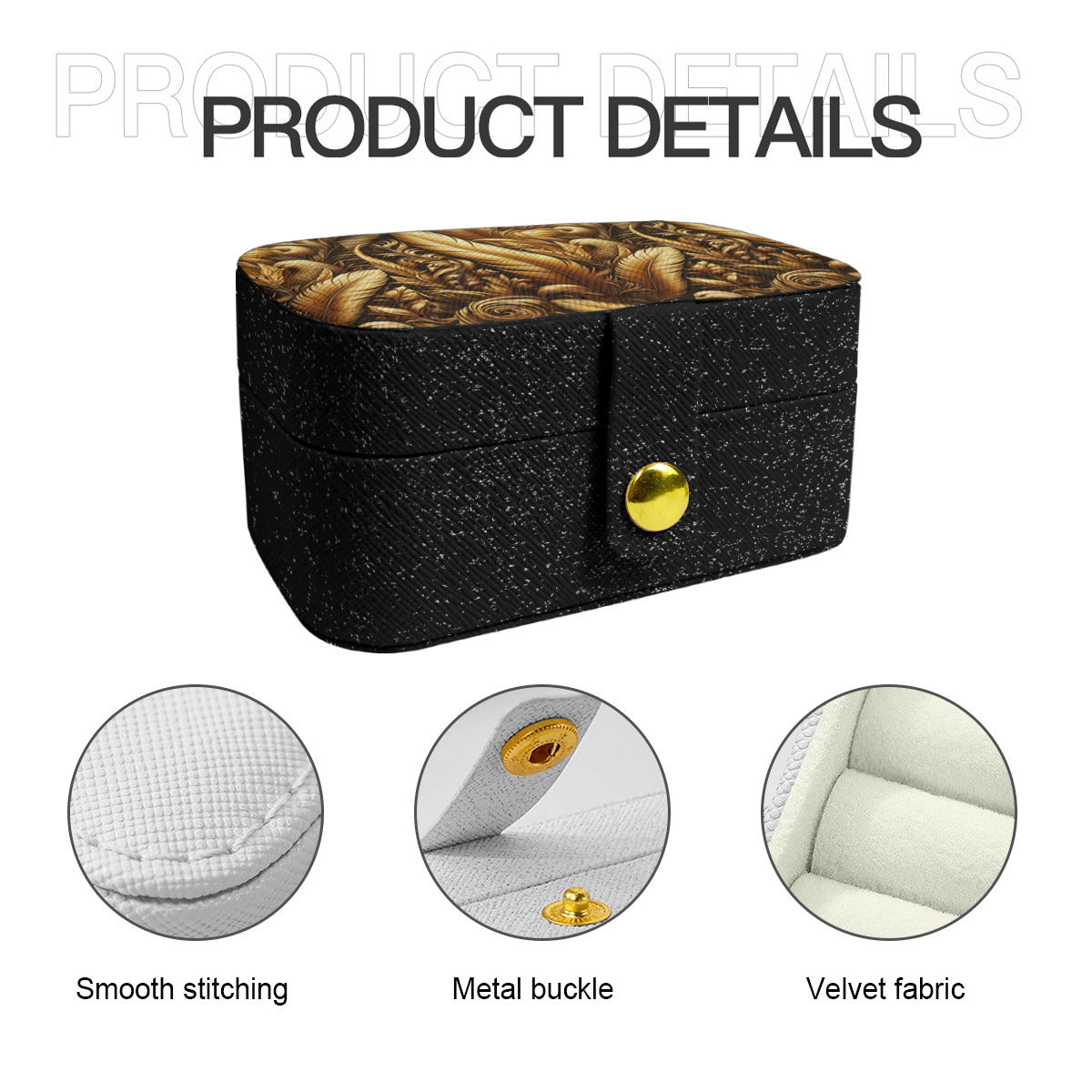 Golden Feathers Elegant Personalized Portable Jewelry Box